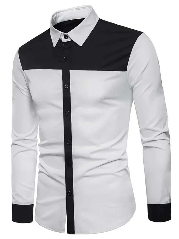 2026 بدلة رجالية قميص سهرة مخطط منقوشة عادية في الهواء الطلق التلبيب موضة الزفاف قميص بأكمام طويلة لينة ، مرنة ومريحة