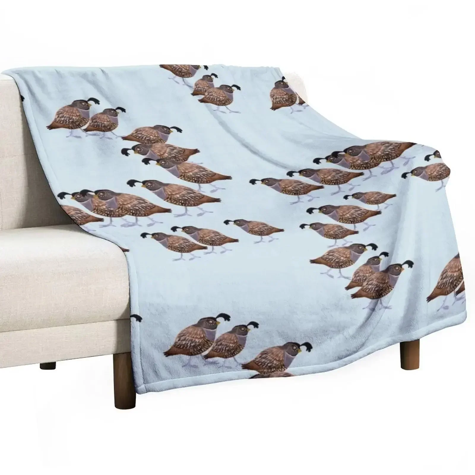 

Queuing Quails Throw Blanket Thermal Summer Beddings Travel Beach Blankets