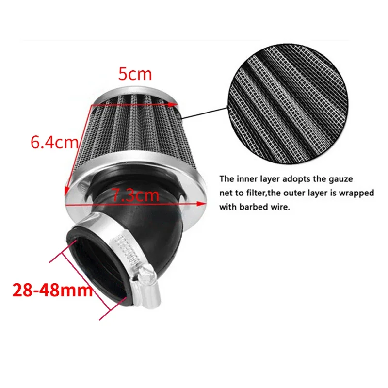 Universal Motorcycle Air Filter 28-48mm Cone Style With 45 Degree Bend Inlet Universal For Motorcycle ATV Pit Dirt Bike Scooter