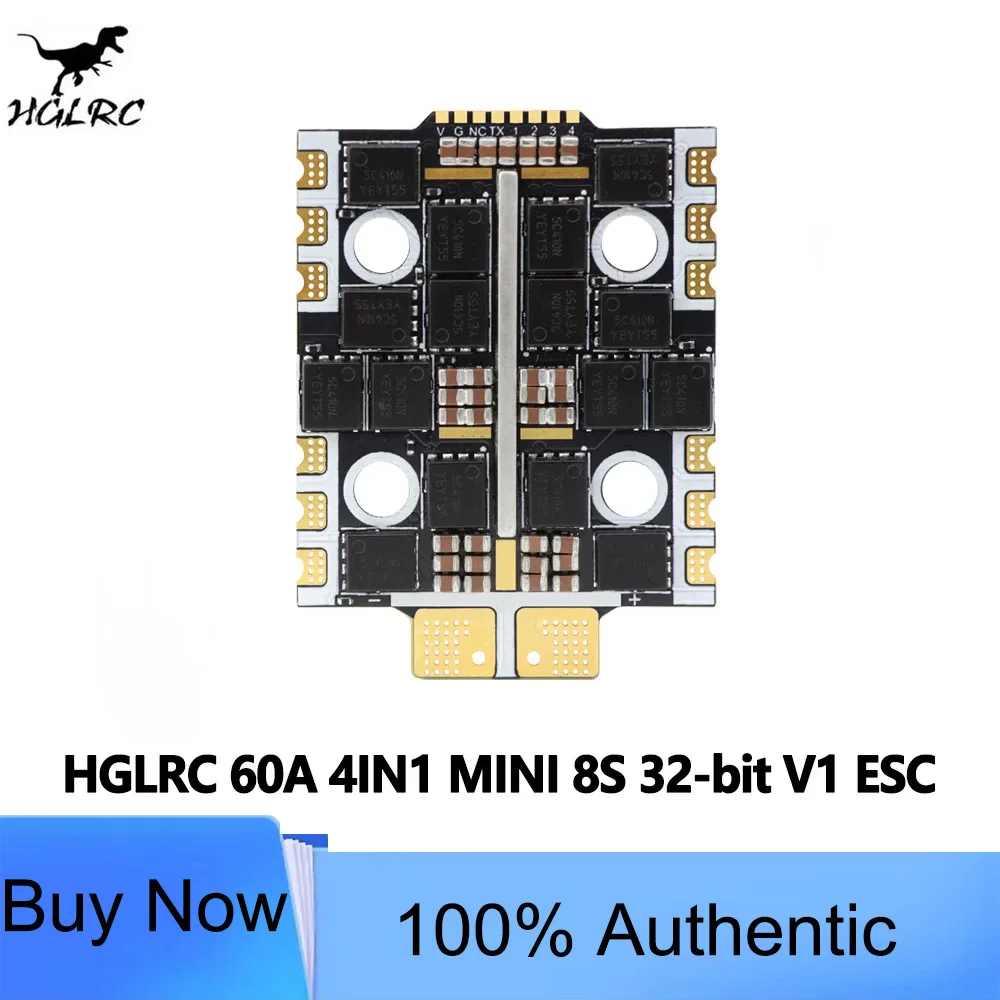HGLRC 60A 4IN1 MINI ESC 3-8S 32-bit BL32/AM32 Supported DShot300 / DShot600 / Oneshot / PWM  for FPV Racing Drone Quadcopter