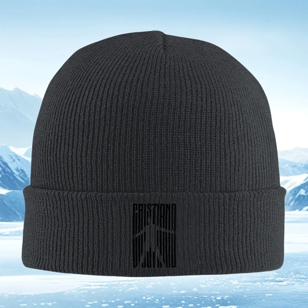 2026 White dots tiny lines abstract Men Women Unisex Knitted Hat Beanie Pullover Cap Winter Thermal Warm Christmas Outdoor Cycli