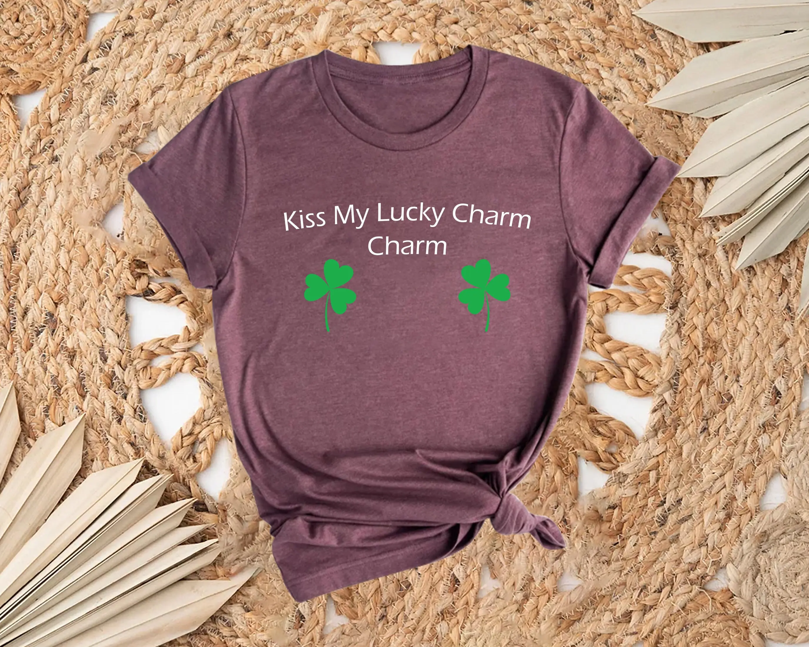 Kiss My Lucky Charm T Shirt St Patricks Day Irish Clover