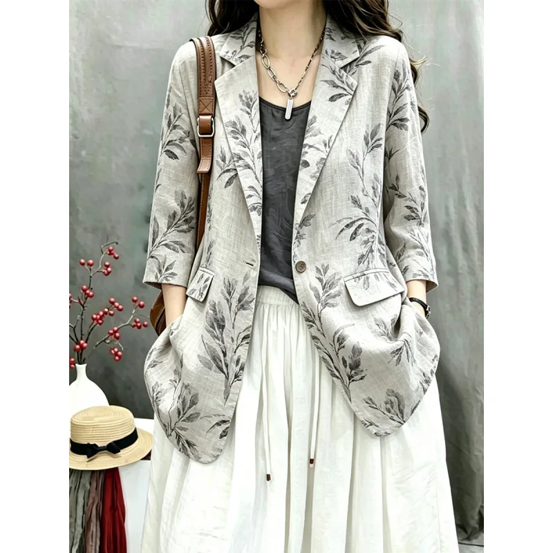 Coat Women Blazer Coats Turn Down Collar Print Jackets Vintage Y2k Streetwear Work Casual Suits Elegant Splice Jacket 2026