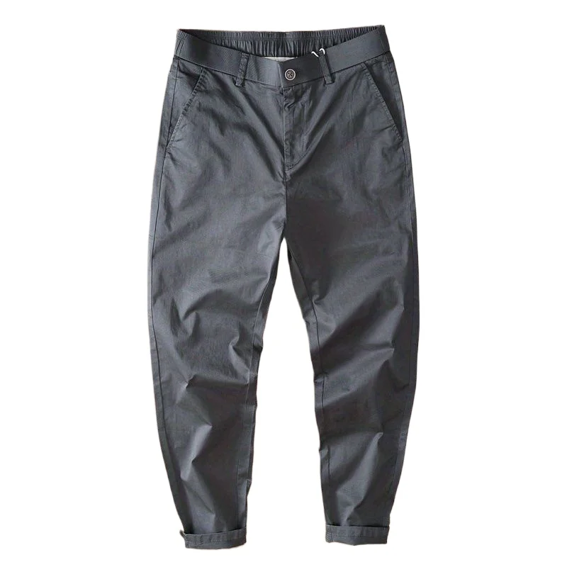 

Spring Summer 2026 New Young Men's Casual Pants Small Straight Cotton Business Commuter Pants Simple Solid Tooling Trousers