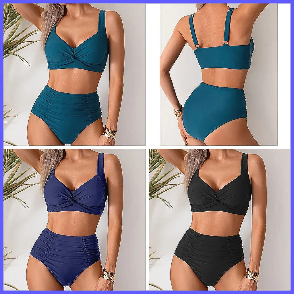 

Сексуальный комплект бикини с эффектом пуш-ап и высокой талией для женщин, купальник с эффектом коррекции живота для пляжа и бассейна