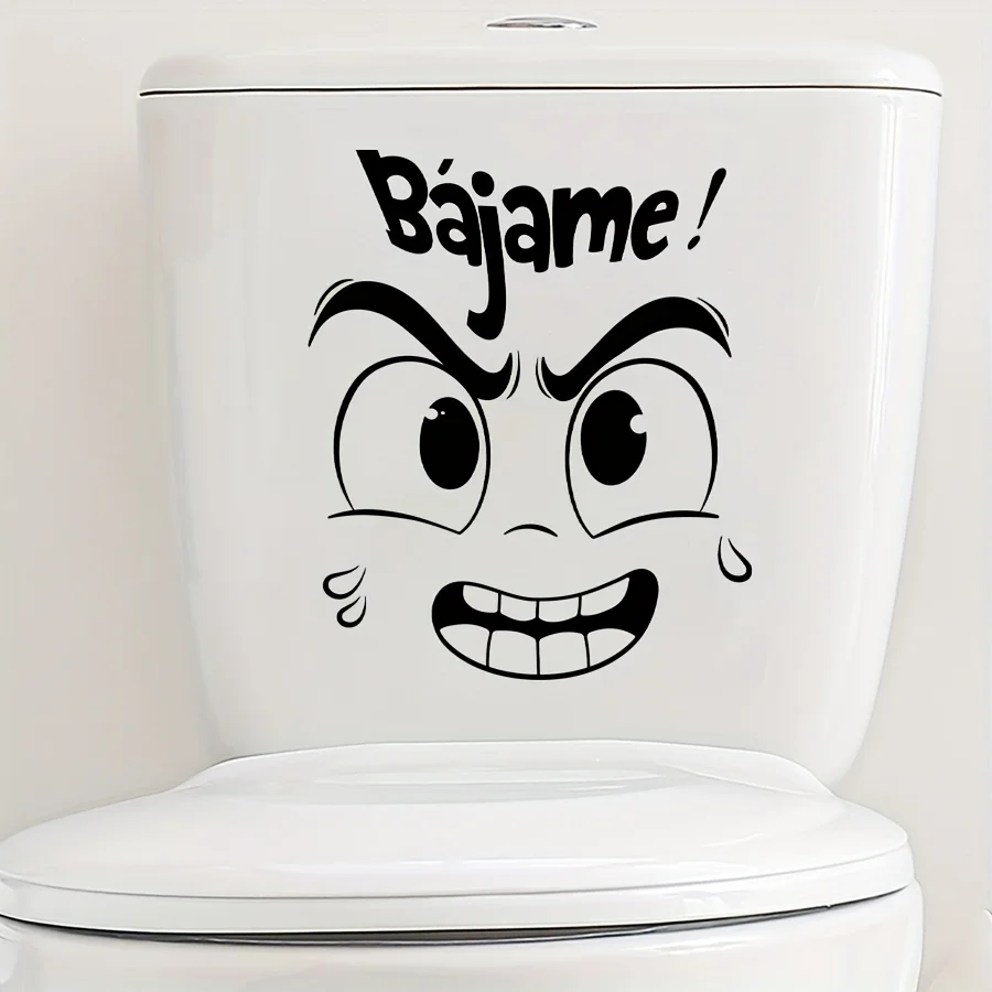 1 autocollant de toilette plat 2D avec motif d'expression amusante espagnole, adapté pour la décoration du couvercle des toilettes à la maison.