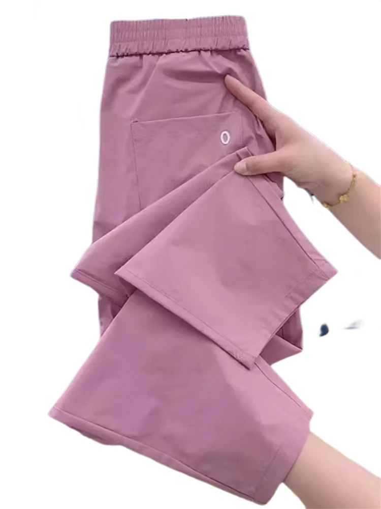 Coréen Sle été mince dix-huit pantalons femmes nouvelle grande taille Qui sec Harlan décontracté coupe ample minceur papa pantalon