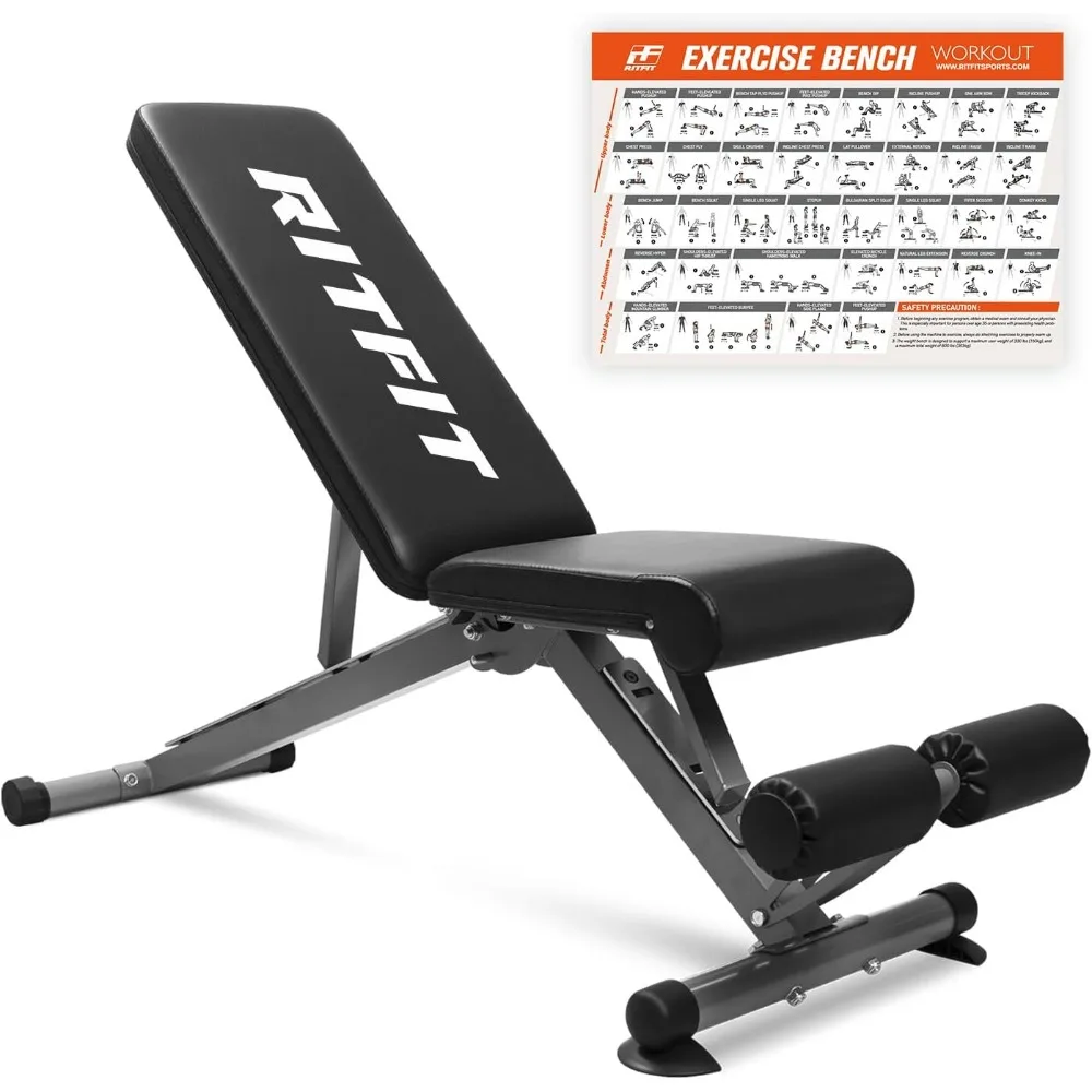 

Adjustable/Foldable Utility Weight Bench for Home Gym, Weightlifting and Strength Training - Bonus Workout Poster with 35 Total