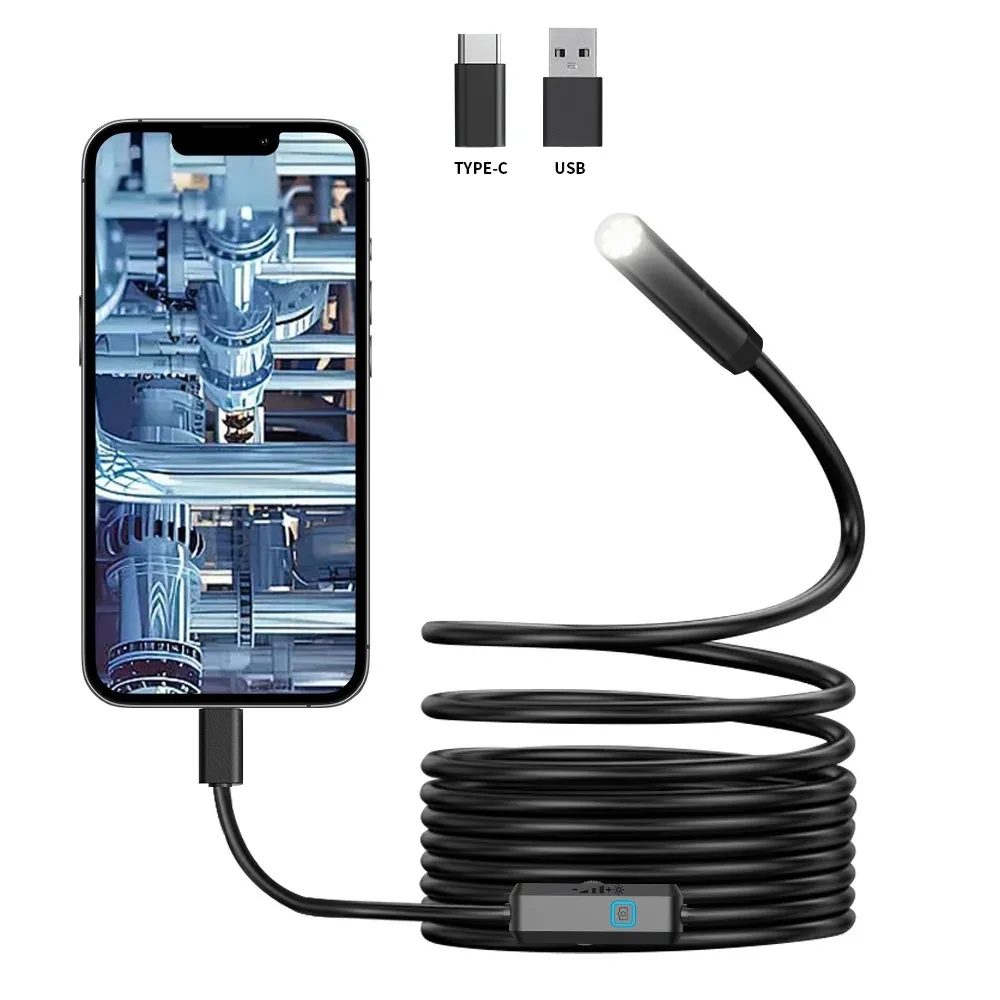 Endoscope Camera IP67 Waterproof Borescope with 6 Adjustable LEDs, Inspection Snake Scope for Phone Repair/Home HVAC