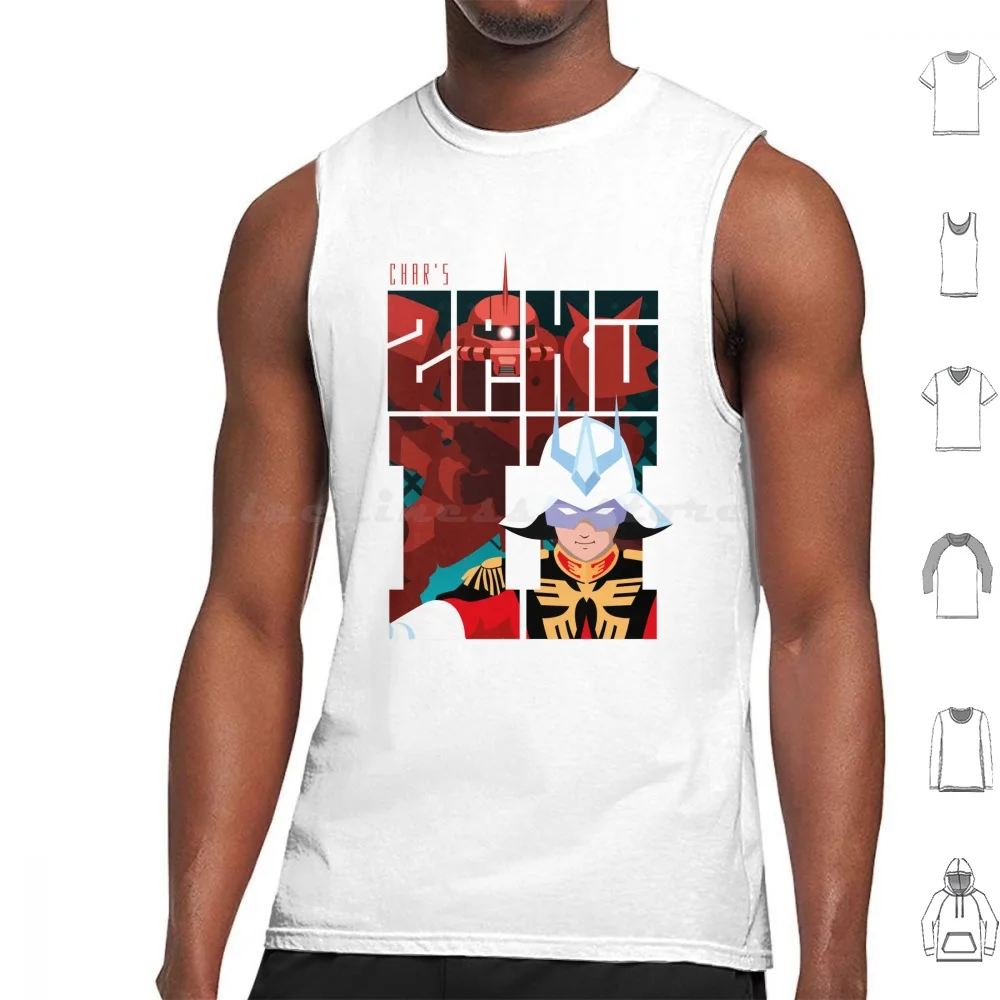 Char'S Zaku Font Tank Tops Print Cotton Mobile Suit Rx78 Amuro Ray Char Aznable Robot Anime Manga Japan Japanese Mecha