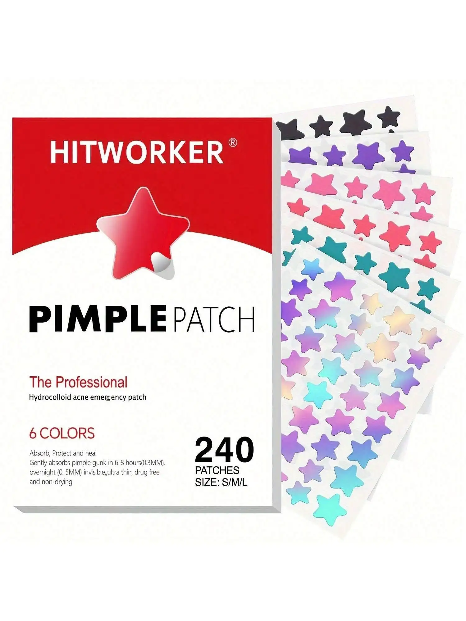 

240 pieces/set of 6-color aqueous gel acne patches, acne coverage patches, and invisible acne patches