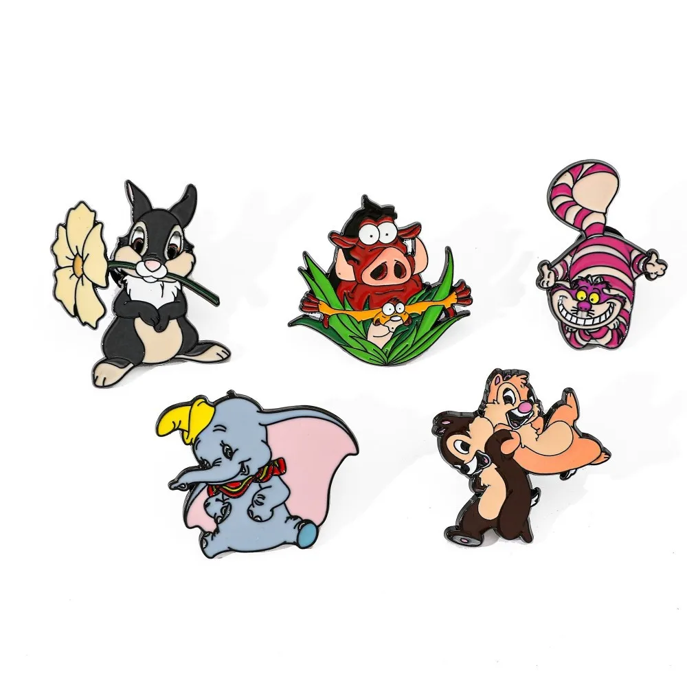 

1 Set Cartoon Creative Dumbo Metal Badge Chip and Dale Little Squirrel Enamel Brooch Men's and Women's Clothing Bag Accessories