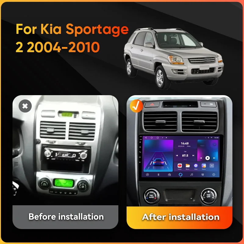 QSZN Android 12 Car Radio For Kia Sportage 2 2004 2005 2006 2007 2008 2009 2010 Android Auto Multimedia Player Stereo BT 2din