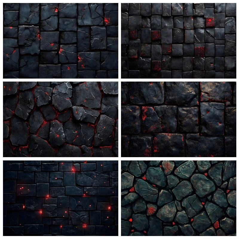 Laeacco Deep Black Stone Wall Photography Backdrop Retro Slate Red Texture Pattern Children Adult Portrait Photo Background