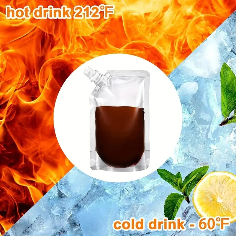 20/40pcs Clear Drink Pouches Freezable Juice Liquor Water Bag Portable Reusable Plastic Flask for Cold Drink BBQ Party Drinkware