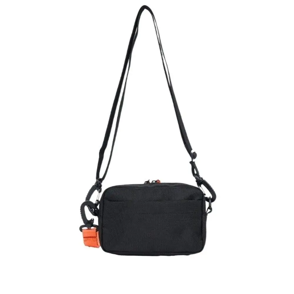 Casual Square Nylon Crossbody Bag Lightweight Black Single Shoulder Bag Solid Color Adjustable Messenger Bag Men