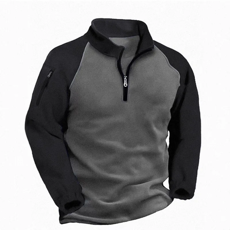 B&C Color Block Half Zip Pullover with Raglan Sleeve and Zip Pocket Casual Top for Men Outdoor Daily