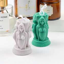 Three-Faced Goddess Candle Mold Cylindrical Pregnant Woman Old Witch Silicone Candle Mould Handmade Aromatherapy Making Crafts