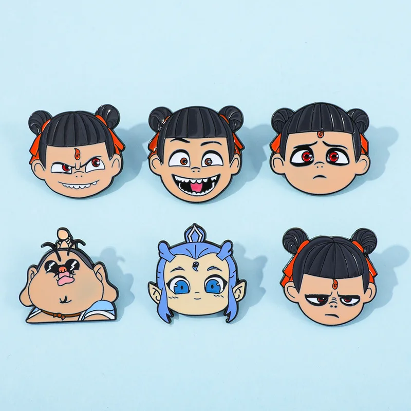 

Cute Cartoon Nezha Metal Enamel Pin Anime Movie Character Alloy Brooch Creative Accessory For Clothing Backpack Hat Decoration