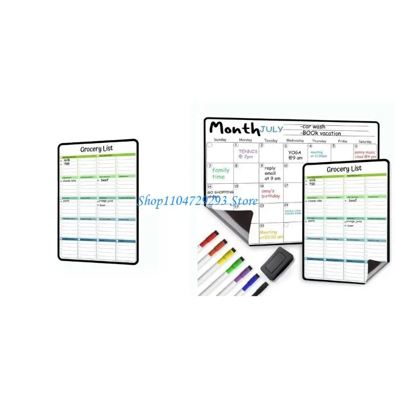Y2GD MAGNÉTIQUE MONDIAT MEMBAL CALENDRE HEBDAIRE BLAND BLAND pour les réfrigérateurs efface le calendrier Dry efface à