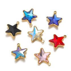 5Pcs Stainless Steel Star Glass Charms Pendants for DIY Fashion Jewelry Girl Gifts Necklace Materials Findings Bracelets Bulk