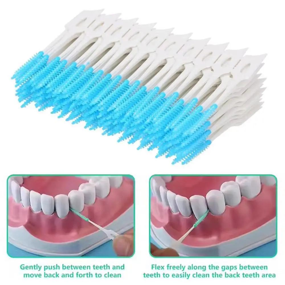 Interdentalbürsten aus Silikon, 160 Einheiten, Zahnstocher, Bürste zwischen den Zähnen und Gewinde, Mundreinigungswerkzeuge