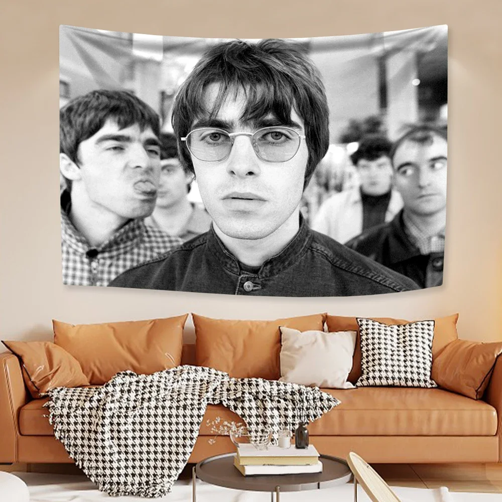 O-Oasis Band Tapisserie Rock Musik Home Decor Ästhetik Wandbehang Hintergrund Zimmer Wohnheim Outdoor Flagge Konzert Hintergrund Banner