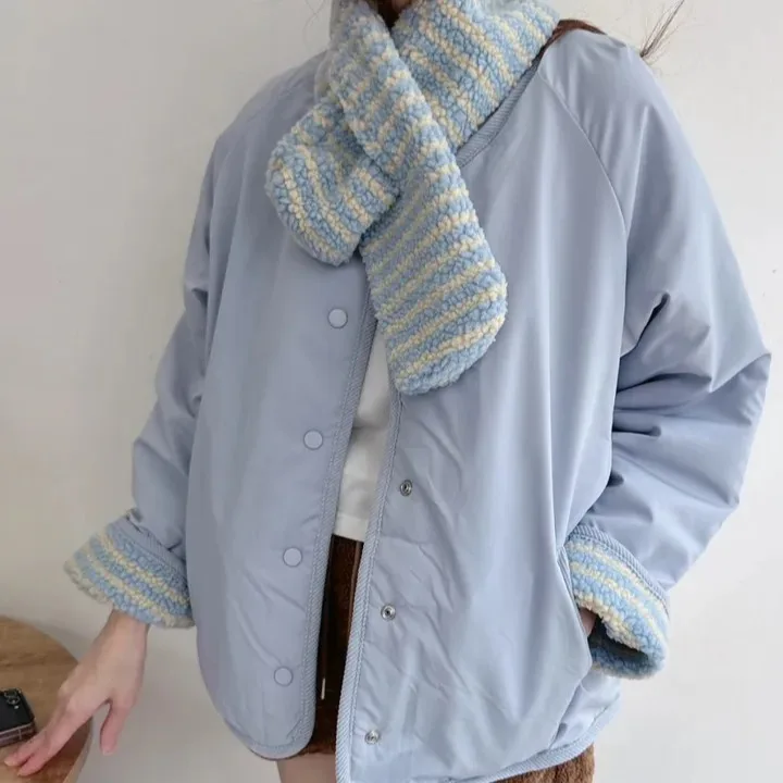 

Женское шикарное корейское свободное длинное свекло, двустороннее носимое теплое хлопковое пальто с шарфом, зимняя верхняя одежда