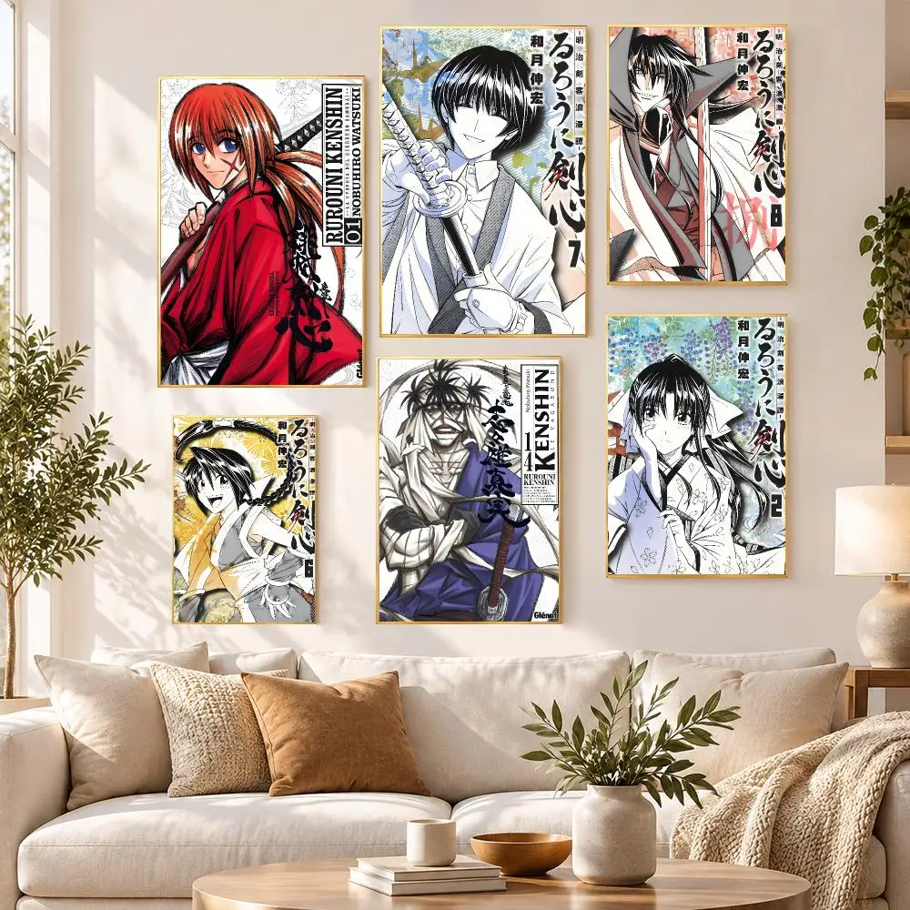 Anime Samurai Rurouni Kenshin Poster HD Waterproof PP Self Adhesive Aesthetic Bedroom Dorm Gaming Room Home Decor Gift