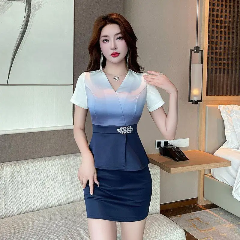 Ladies Workwear Set Hotel Waiter Beauty Salon Spa Coffee Sexy Foot Bath Sauna Technician Overall New Chinese Uniform