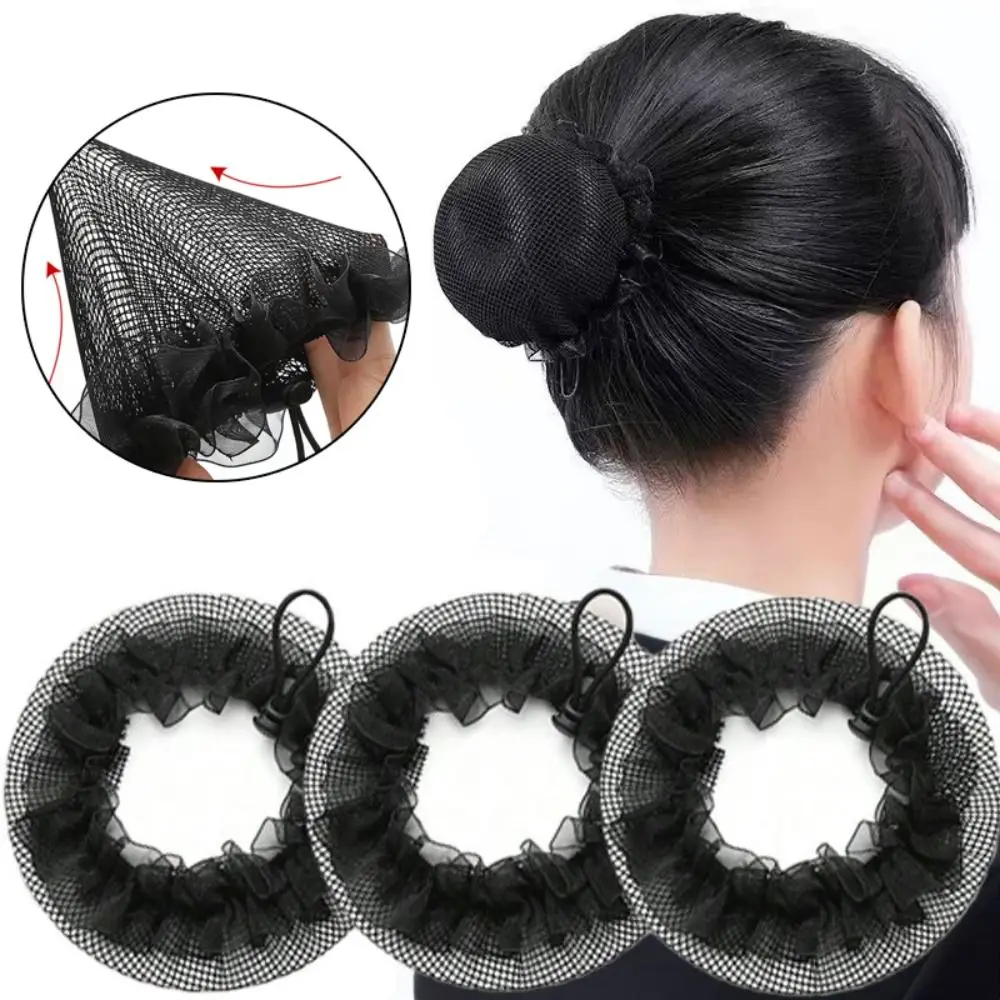 Invisible Drawstring Bun Hair Net Elegant Elastic Lace Work Headdress Dancing Yoga Headwear For Women Girl Hair Accessories