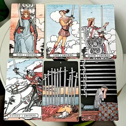 Rings of Fortune Tarot 12*7cm with Wood Grain Textures 78 Pcs Tarot Cards Morandi Palette To Depict Traditional RWS Imagery