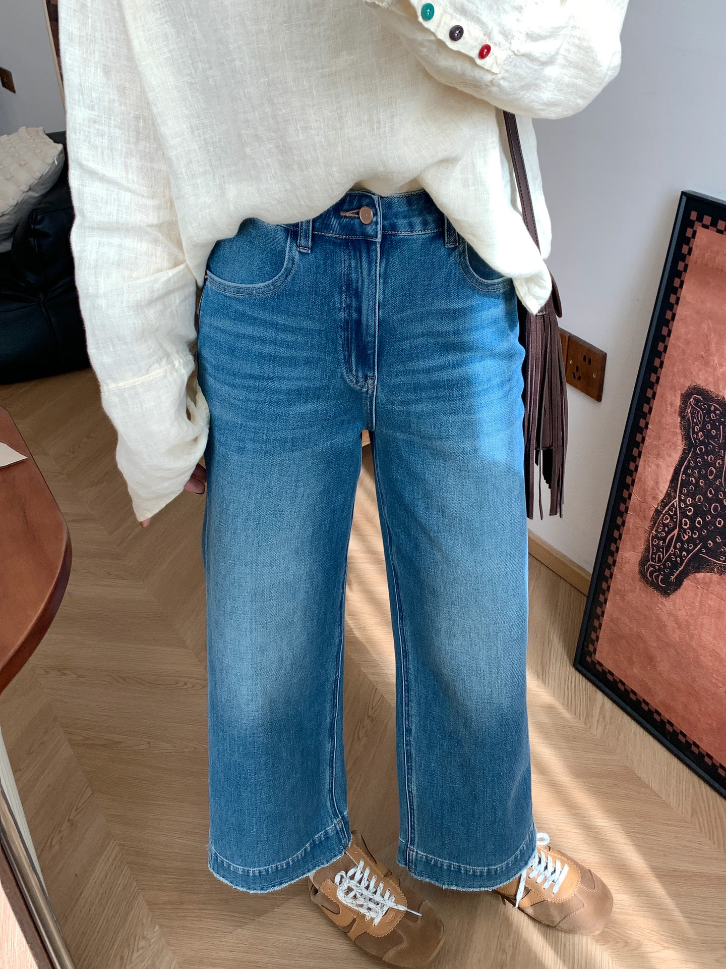 

Spring 2026 Women's Retro Slim Straight Leg Jeans High Waist Cotton Casual High Elastici Slimming Four-Way Stretch Denim