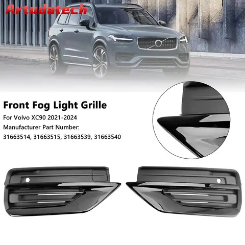 Artudatech 2PCS Front Bumper Fog Lamp Grille Fog Light Grille Fit Volvo XC90 2021 2022 2023 2024