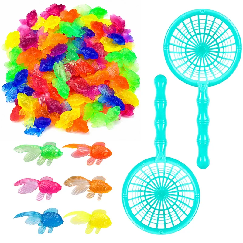 10/20 pièces de poissons rouges en plastique avec filet de pêche, parfaits pour les décorations de vacances, l'aménagement d'aquariums, la décoration de fêtes, les accessoires de photographie et les cadeaux ZYF