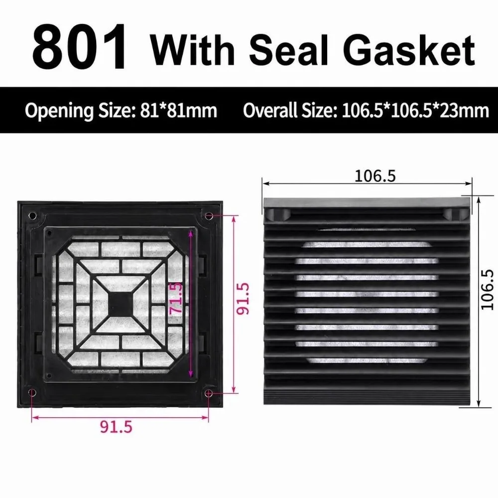 Air Ventilation System ABS Vent Grille Black Dustproof Louver Vent Waterproof Vent Filter Equipment Case