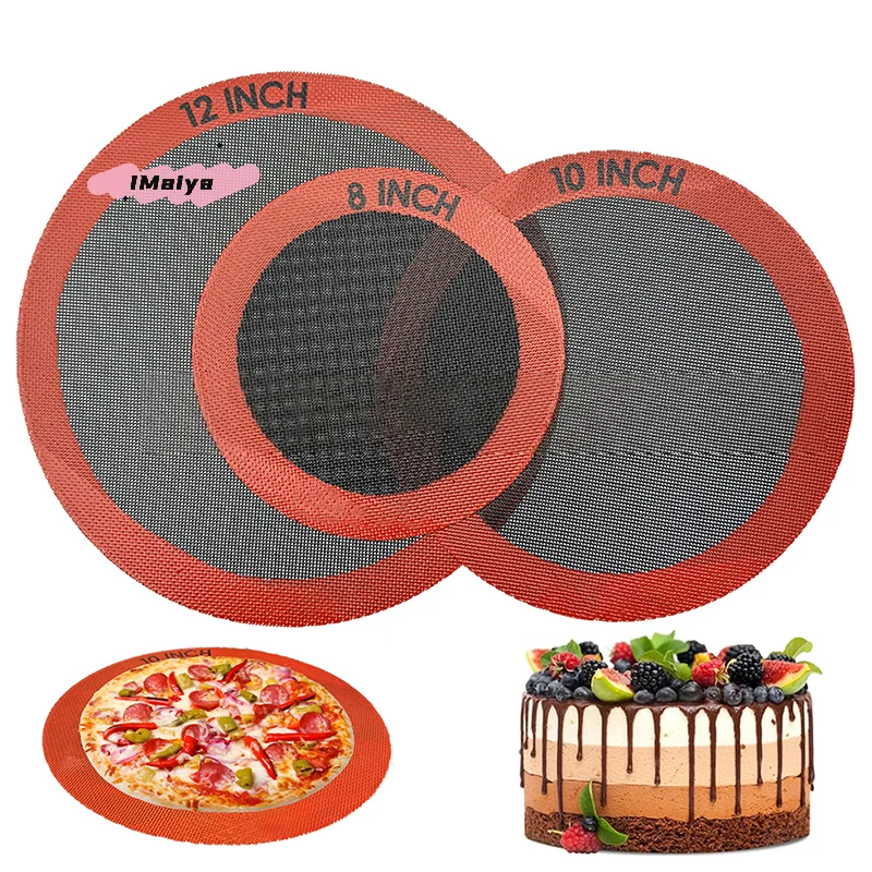 M-1/3PCS Round Silicone Perforated Baking Mat, Non-Stick Reusable Baking Sheets, For Pizza, Bread, Cake Pan, Air Fryer, Oven