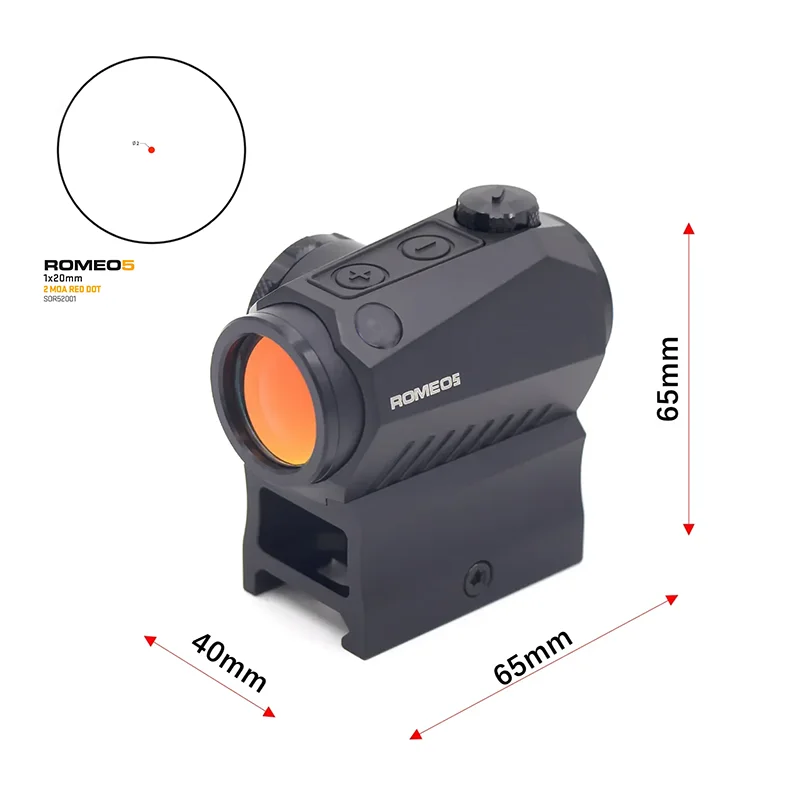 

ROMEO5 прицел с красной точкой для охоты, страйкбола, 1x20 мм, прочный водонепроницаемый тактический прицел2 MOA, прицел с красной точкой