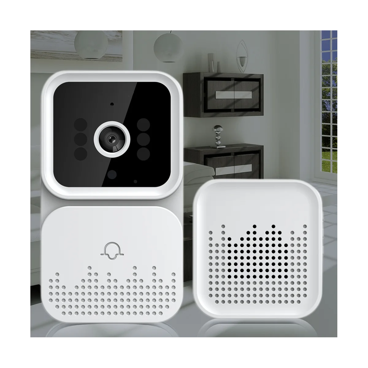 Home Security Pir Motion Chime Door Sensor Sound Alarm 20 Song Smart Doorbell Ring Touch Button