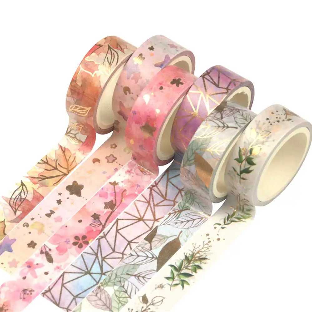 

Floral Gold Washi Tape Set 6 Rolls VSCO Foil Masking Tape for DIY Crafts Journal Supplies Planners Scrapbook Gift Wrapping