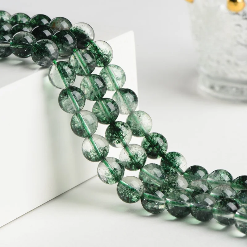 Crackle Crystal Green Phantom Quartz Beads,6 8 10 12 14mm Natural Stone Beads For Jewelry Making Diy Bracelet Necklace