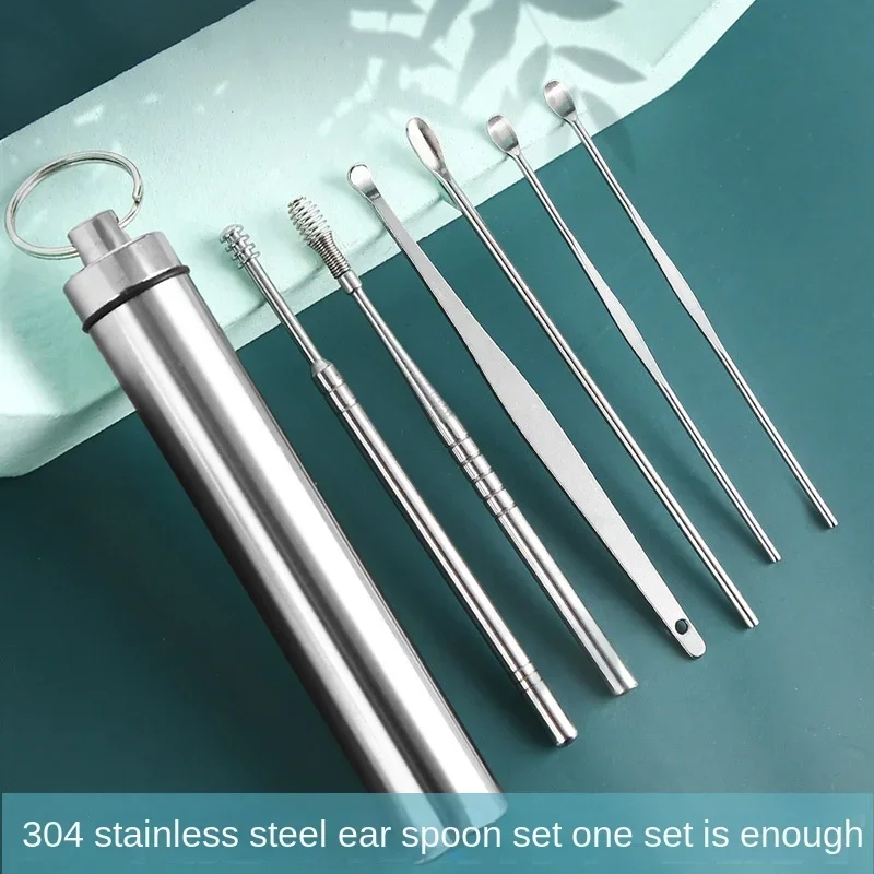 

1/6/8PCS Stainless Steel Earpick Ear Cleaner Spoon Ear Care Cleaning Tool Earwax Removal Kit Ear Pick Vax Remover Clean Health
