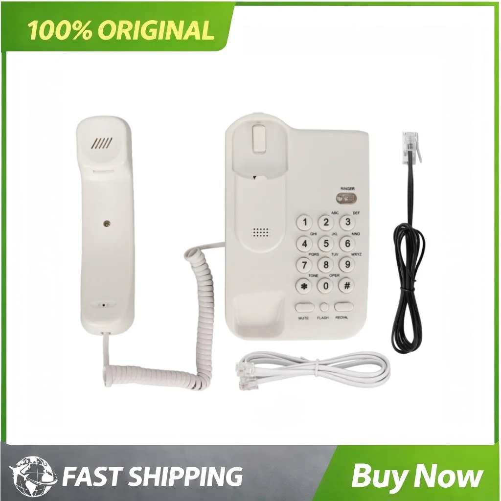 White Corded Phone Desktop Wall Mountable Landline Telephone Handsfree Call Home Hotel Office Bank Call Center US UK Line Cord