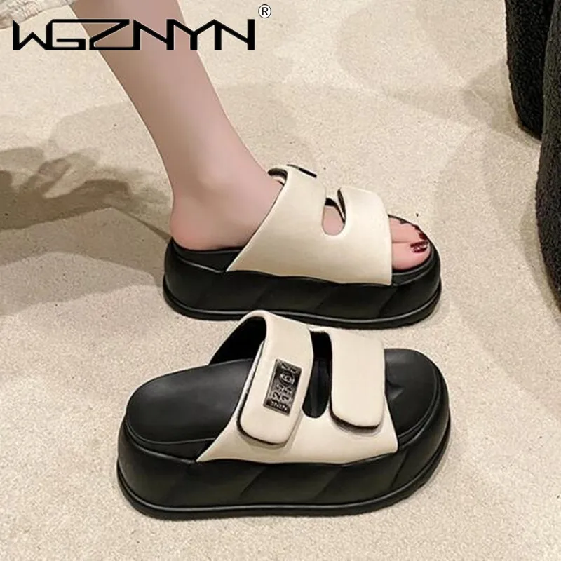 

Fashion High Platform Women's 2024 Summer Slippers 7.5CM Wedge Heels Slides Sweet Girl Chunky Sandals Open Toed Beach Flip-Flops