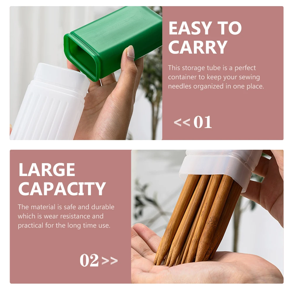 

5pcs Knitting Needle Storage Box Plastic Container Embroidery Tools ganizing Tube Roomy Blue Purple Yellow Green Red Sewing