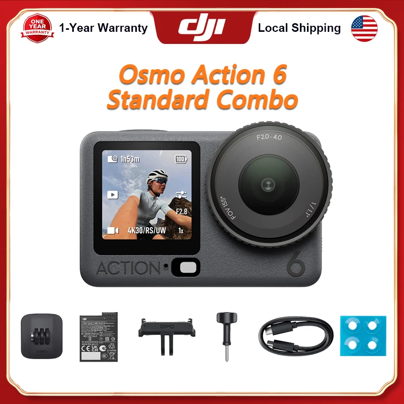 DJI Osmo Action 6 Standard Combo All-In-One Flagship Action Camera 8K Waterproof Action Camera with 1/1.1