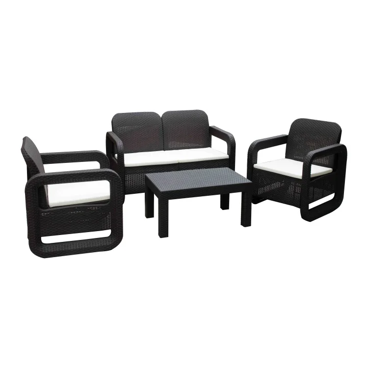 

Outdoor Luxury Sofa Set 4pcs Plastic Rattan Garden Wicker Furniture for Courtyard Balcony All Weather Living Room