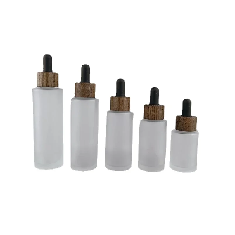 70pcs/lot 120ml matte frosted glass dropper bottle with dark bamboo lids 10ml 15ml 20ml 30 ml 50ml 60ml 100ml for essential oil