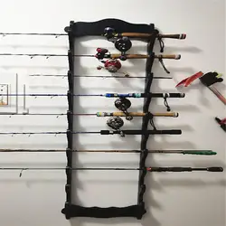 Fishing Rod Rack, Fishing Wall Mount Rack, Fishing Rod Storage Rack, Holds 8 Rods for Home, Store, Cabin, Garage, Basement