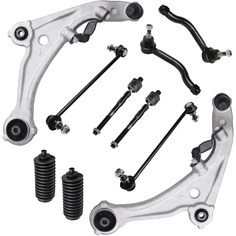 

Detroit Axle - Front End 10pc Suspension Kit, 2 Lower Control Arms w/Ball Joints Inner & Outer 4 Tie Rods 2 Boots Replacement